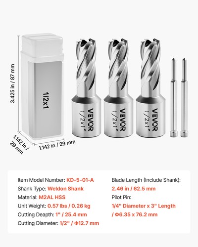 Annular cutter set pcs - set,, 5